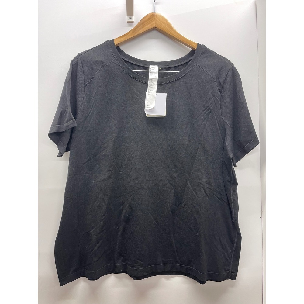 Fabletics Performance Seamless Short Sleeve Top Black 2X NWT